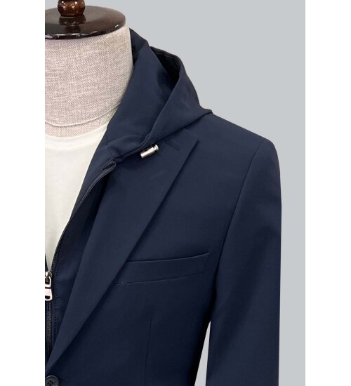 SUIT SARTORIA HOODED LAPEL NAVY BLUE PERFORMANCE SUIT 2630