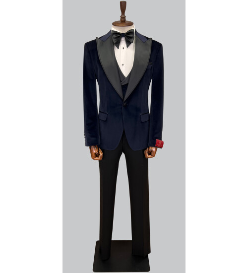 SUIT SARTORIA NAVY BLUE VELVET TUXEDO 5582