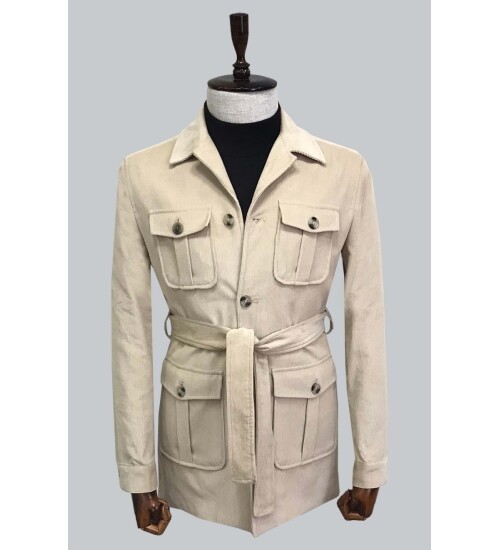 SUIT SARTORIA BEJ KADİFE KABAN 8126