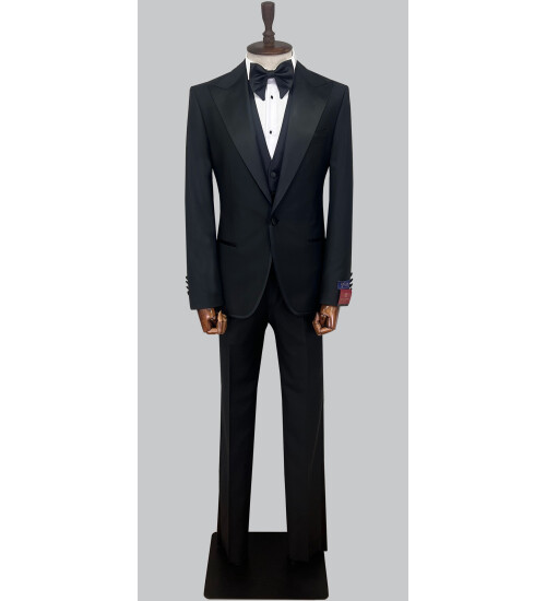 SUIT SARTORIA BLACK WOOL TUXEDO 5568