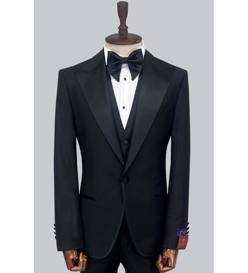 SUIT SARTORIA BLACK WOOL TUXEDO 5568