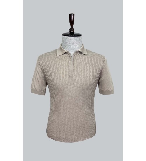 SUIT SARTORIA CAMEL SHORT SLEEVE KNITWEAR T-SHIRT 9021