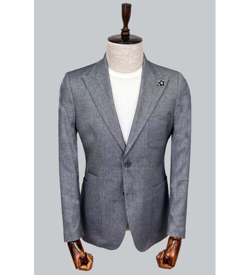 SUIT SARTORIA NAVY BLUE LINEN JACKET 4344