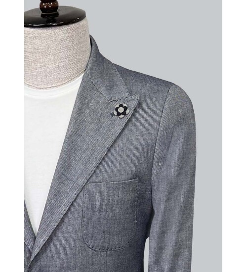 SUIT SARTORIA NAVY BLUE LINEN JACKET 4344