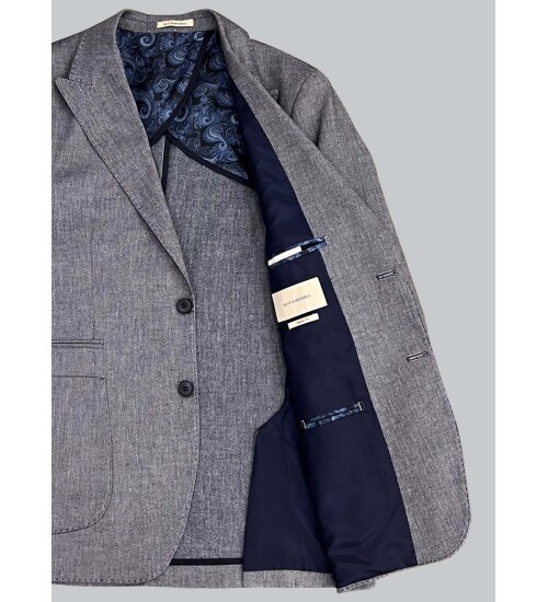 SUIT SARTORIA NAVY BLUE LINEN JACKET 4344
