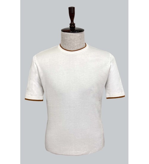 SUIT SARTORIA BEYAZ KISA KOLLU TRİKO T-SHIRT 9017