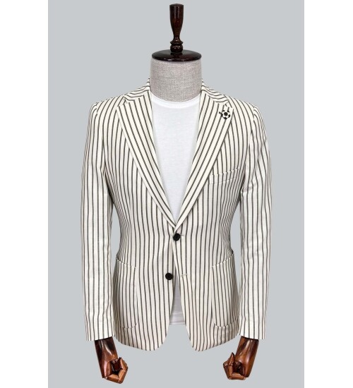 SUIT SARTORIA GREEN STRIPED LINEN JACKET 4351