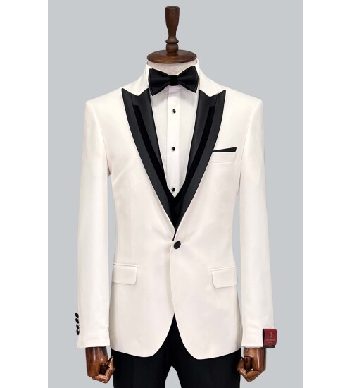 SUIT SARTORIA REMOVABLE LAPEL WHITE TUXEDO 5065