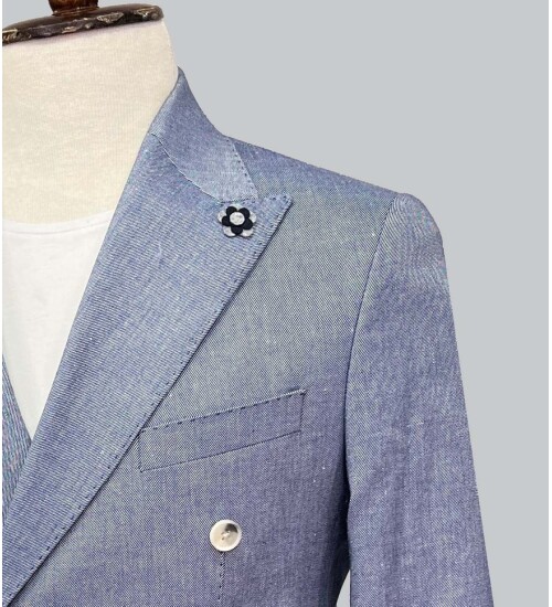 SUIT SARTORIA AÇIK MAVİ KETEN KRUVAZE CEKET 4341