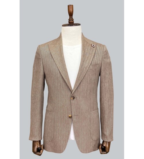 SUIT SARTORIA LIGHT BROWN LINEN JACKET 4337