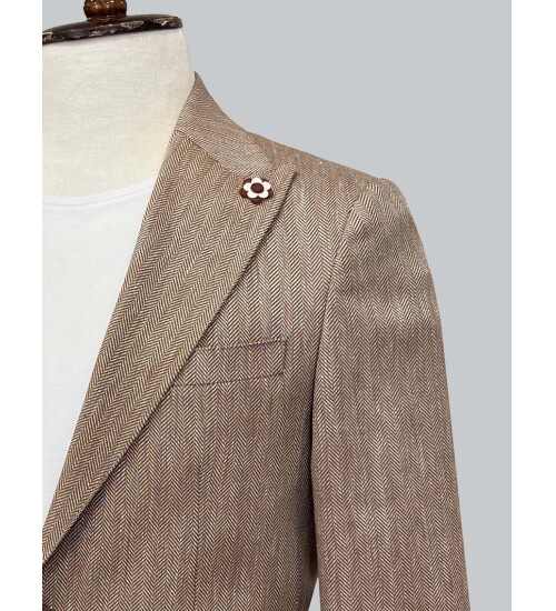 SUIT SARTORIA LIGHT BROWN LINEN JACKET 4337