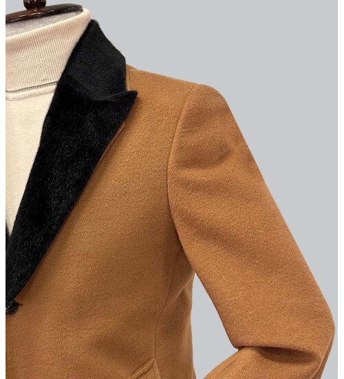 SUIT SARTORIA REMOVABLE COLLAR BROWN COAT 8083