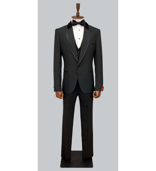 SUIT SARTORIA REMOVABLE LAPEL BLACK TUXEDO 5536