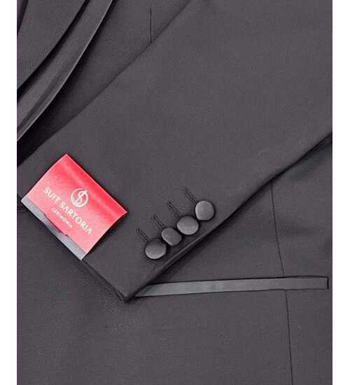 SUIT SARTORIA REMOVABLE LAPEL BLACK TUXEDO 5536