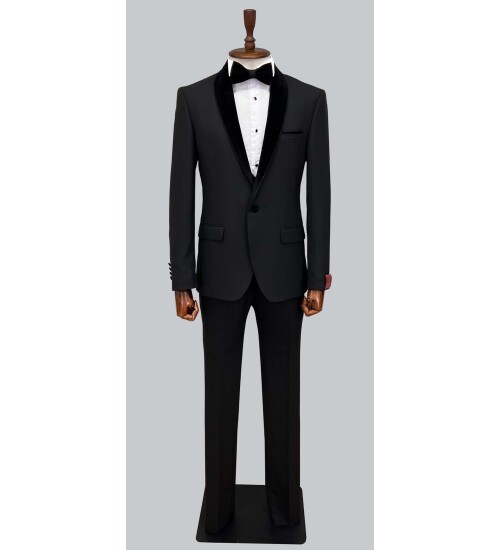 SUIT SARTORIA REMOVABLE LAPEL BLACK TUXEDO 5063