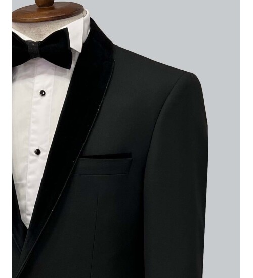 SUIT SARTORIA REMOVABLE LAPEL BLACK TUXEDO 5063