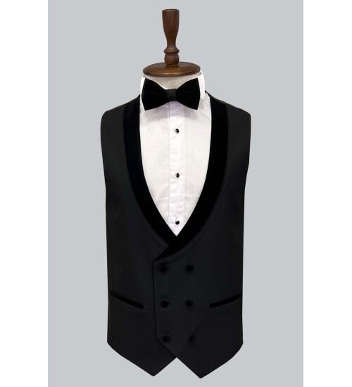 SUIT SARTORIA REMOVABLE LAPEL BLACK TUXEDO 5063