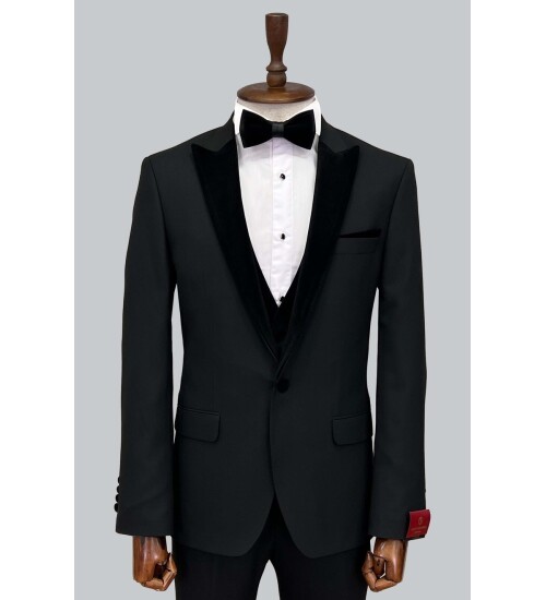 SUIT SARTORIA ÇIKMA YAKA SİYAH DAMATLIK 5063