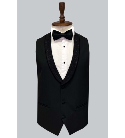 SUIT SARTORIA REMOVABLE LAPEL BLACK TUXEDO 5063