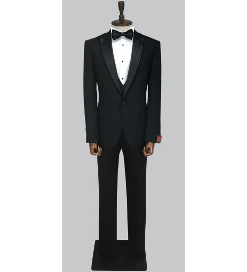 SUIT SARTORIA REMOVABLE LAPEL BLACK TUXEDO 5063
