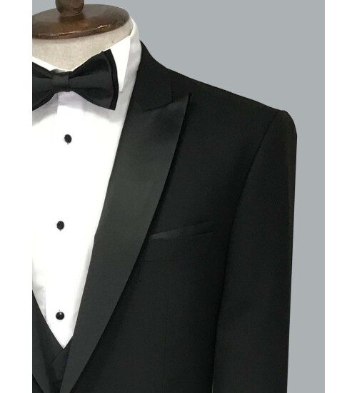 SUIT SARTORIA REMOVABLE LAPEL BLACK TUXEDO 5063