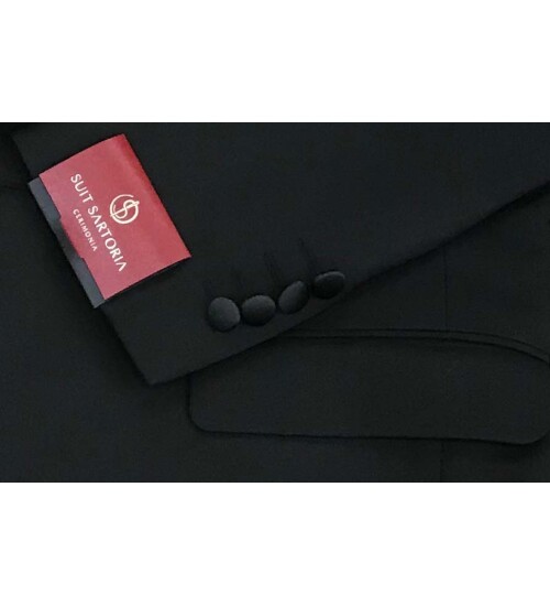 SUIT SARTORIA REMOVABLE LAPEL BLACK TUXEDO 5063