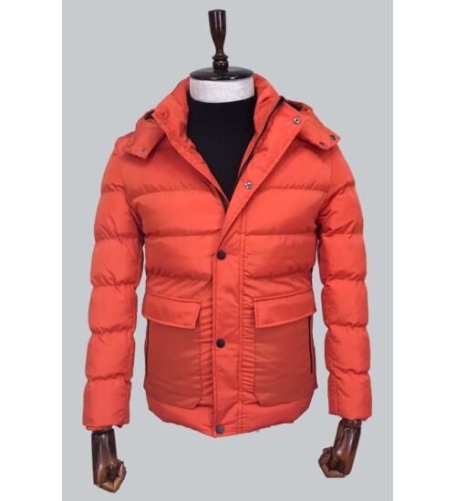 TURUNCU KAPİŞONLU MONT 8092