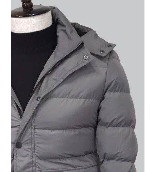 GREY HOODED COAT 8092