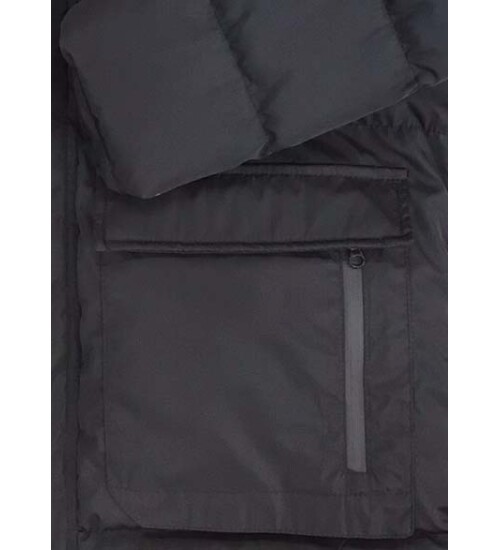 BLACK HOODED COAT 8092
