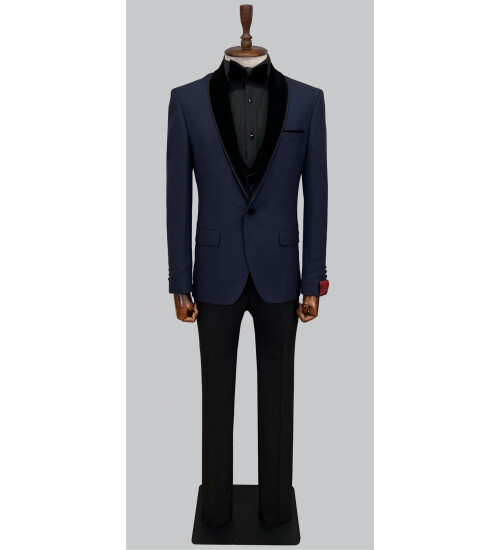 SUIT SARTORIA ÇIKMA YAKA LACİVERT DAMATLIK 5063