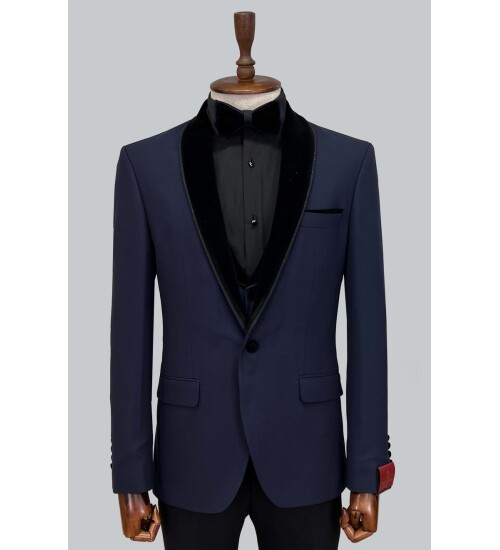 SUIT SARTORIA ÇIKMA YAKA LACİVERT DAMATLIK 5063