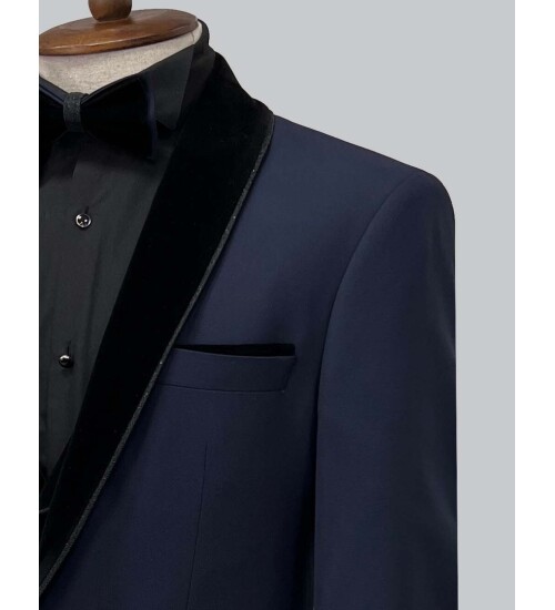 SUIT SARTORIA ÇIKMA YAKA LACİVERT DAMATLIK 5063
