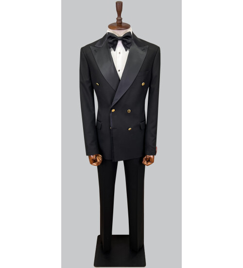 SUIT SARTORIA BLACK DOUBLE BREASTED TUXEDO 5600