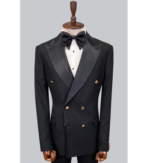 SUIT SARTORIA BLACK DOUBLE BREASTED TUXEDO 5600