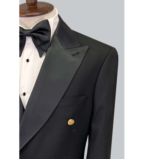 SUIT SARTORIA BLACK DOUBLE BREASTED TUXEDO 5600