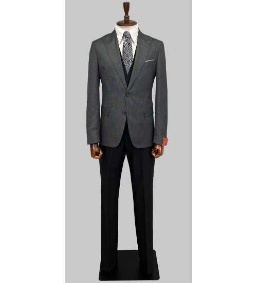 SUIT SARTORIA ÇİFT YÖNLÜ YELEKLİ KOYU GRİ TAKIM ELBİSE 2314