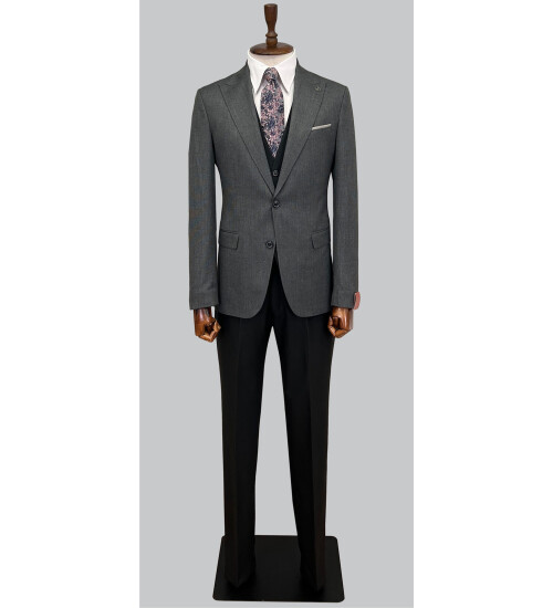 SUIT SARTORIA ÇİFT YÖNLÜ YELEKLİ KOYU GRİ TAKIM ELBİSE 2314