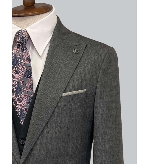 SUIT SARTORIA ÇİFT YÖNLÜ YELEKLİ KOYU GRİ TAKIM ELBİSE 2314