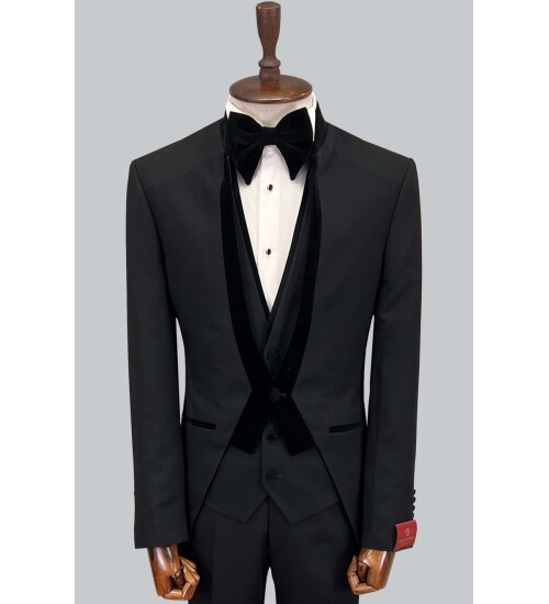 SUIT SARTORIA SİYAH HAKİM YAKA DAMATLIK 5452