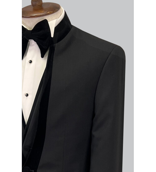 SUIT SARTORIA SİYAH HAKİM YAKA DAMATLIK 5452