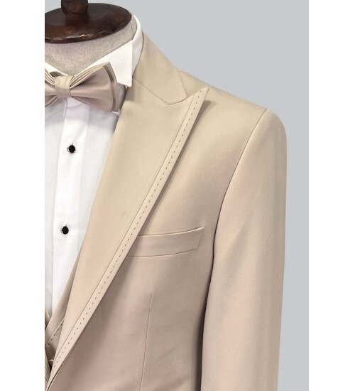 SUIT SARTORIA BEIGE REMOVABLE LAPEL TUXEDO 5641