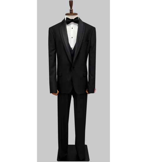 SUIT SARTORIA SİYAH BÜYÜK BEDEN ÇIKMA YAKA DAMATLIK 5539