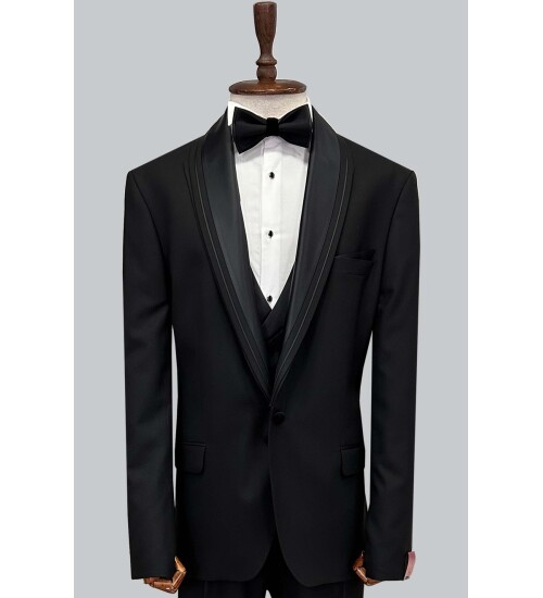 SUIT SARTORIA SİYAH BÜYÜK BEDEN ÇIKMA YAKA DAMATLIK 5539