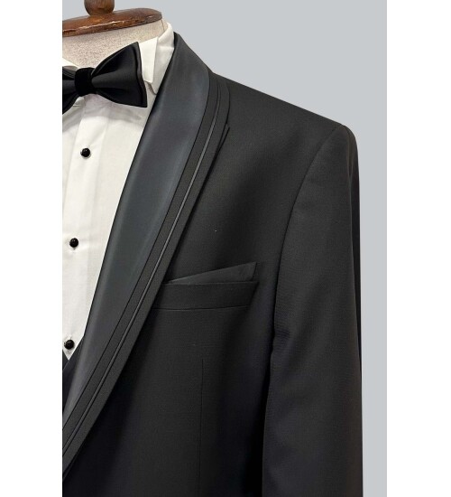 SUIT SARTORIA SİYAH BÜYÜK BEDEN ÇIKMA YAKA DAMATLIK 5539