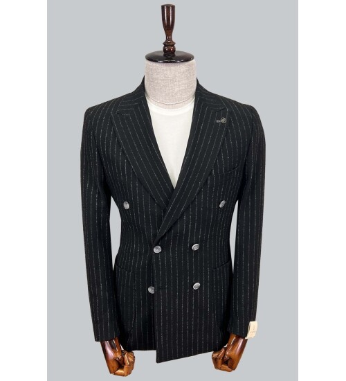 SUIT SARTORIA SİYAH KRUVAZE SİVRİ YAKA TEK CEKET 4321