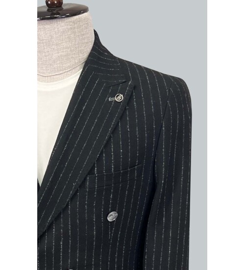SUIT SARTORIA SİYAH KRUVAZE SİVRİ YAKA TEK CEKET 4321
