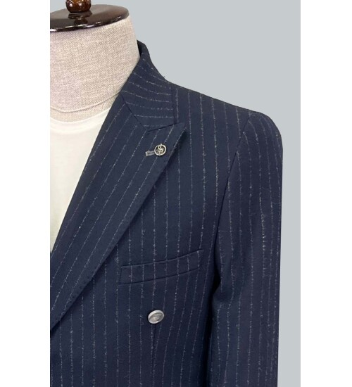 SUIT SARTORIA MAVİ KRUVAZE SİVRİ YAKA TEK CEKET 4321
