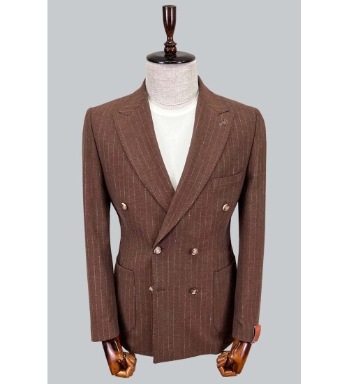 SUIT SARTORIA KAHVERENGİ KRUVAZE SİVRİ YAKA TEK CEKET 4321