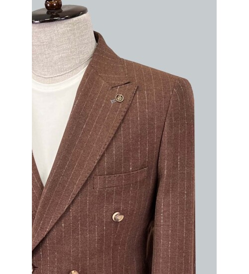 SUIT SARTORIA KAHVERENGİ KRUVAZE SİVRİ YAKA TEK CEKET 4321