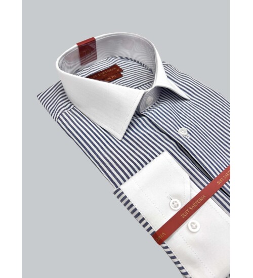 SUIT SARTORIA LACİVERT ÇİZGİLİ GÖMLEK 6055
